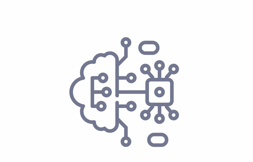 Digitalisierung und Prozesstechnik im Werkzeugbau Symbolgrafik einer vernetzten Gehirn-Schaltkreis-Darstellung – steht für Digitalisierung, smarte Systeme und KI-basierte Prozesse im Werkzeugbau bei weba.
