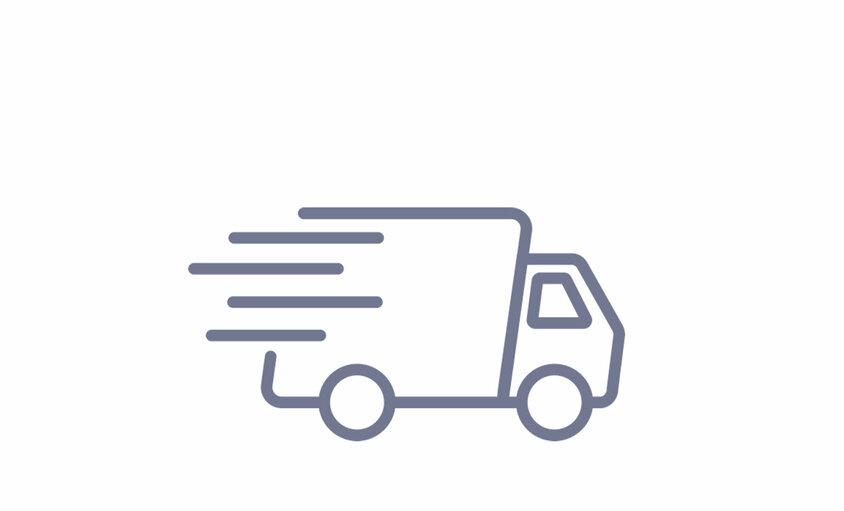 Mobiler Werkzeugbauservice Symbolgrafik eines fahrenden Lieferwagens mit Bewegungslinien – stellvertretend für den mobilen Werkzeugbau-Service von weba.