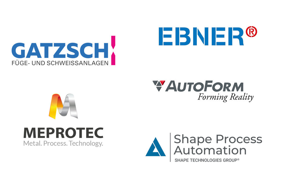 Logos of the development partners for innovations in forming technology from weba Werkzeugbau displayed on a white background.